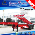 2 axles 20ft container unloading goose neck skeleton tipping semi trailer for sale
